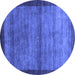 Round Abstract Blue Contemporary Rug, con2712blu