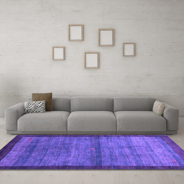 Machine Washable Abstract Purple Contemporary Area Rugs in a Living Room, wshcon2712pur