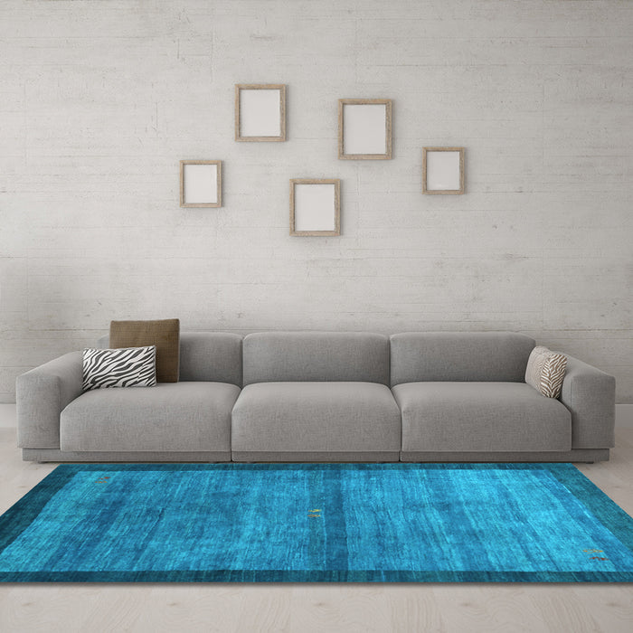 Machine Washable Abstract Light Blue Contemporary Rug in a Living Room, wshcon2712lblu