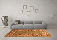 Machine Washable Abstract Orange Contemporary Rug, wshcon2713org