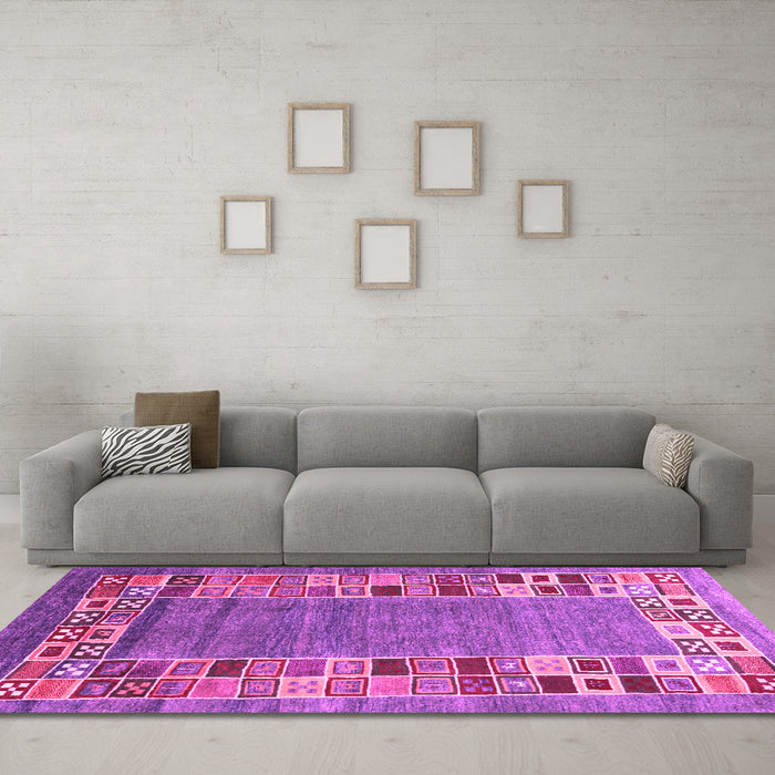 Machine Washable Abstract Pink Contemporary Rug in a Living Room, wshcon2713pnk