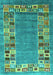 Machine Washable Abstract Turquoise Contemporary Area Rugs, wshcon2713turq