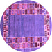 Round Machine Washable Abstract Purple Contemporary Area Rugs, wshcon2713pur