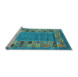 Sideview of Machine Washable Abstract Light Blue Contemporary Rug, wshcon2713lblu