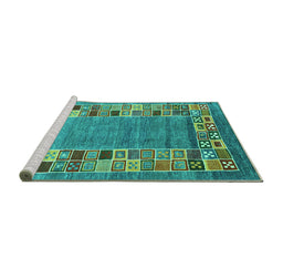 Sideview of Machine Washable Abstract Turquoise Contemporary Area Rugs, wshcon2713turq
