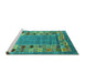 Sideview of Machine Washable Abstract Turquoise Contemporary Area Rugs, wshcon2713turq