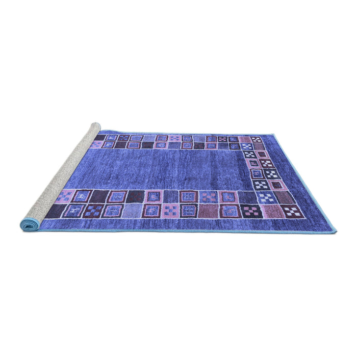 Sideview of Machine Washable Abstract Blue Contemporary Rug, wshcon2713blu