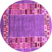 Round Machine Washable Abstract Pink Contemporary Rug, wshcon2713pnk