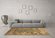 Machine Washable Abstract Brown Contemporary Rug in a Living Room,, wshcon2713brn