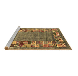 Sideview of Machine Washable Abstract Brown Contemporary Rug, wshcon2713brn