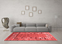 Machine Washable Abstract Red Contemporary Rug, wshcon2713red