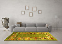 Machine Washable Abstract Yellow Contemporary Rug, wshcon2713yw