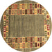 Round Abstract Brown Contemporary Rug, con2713brn