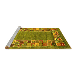 Sideview of Machine Washable Abstract Yellow Contemporary Rug, wshcon2713yw