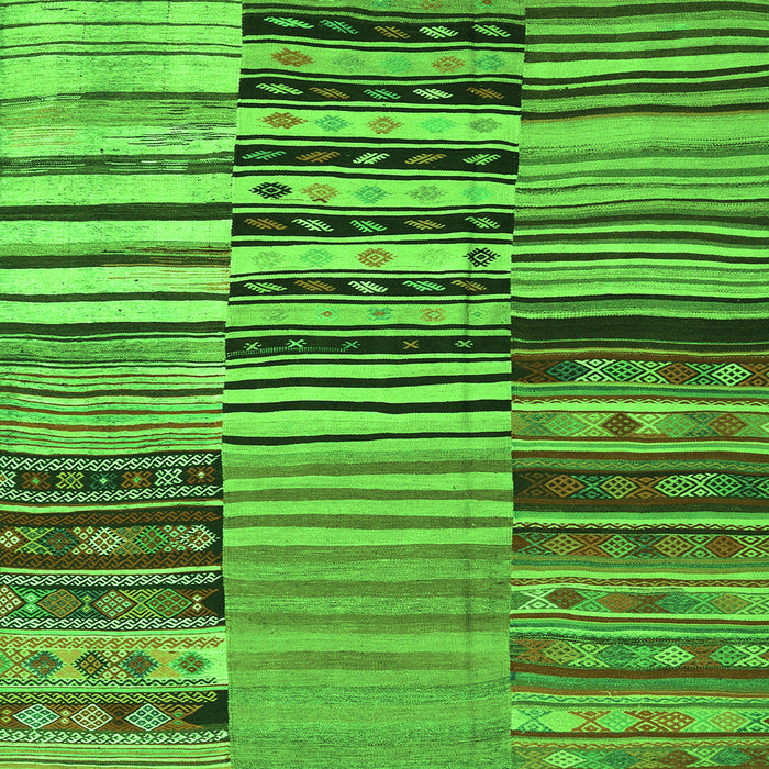 Round Machine Washable Patchwork Green Transitional Area Rugs, wshcon2714grn