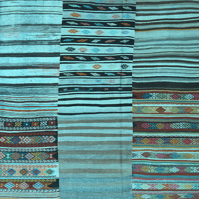 Square Patchwork Light Blue Transitional Rug, con2714lblu