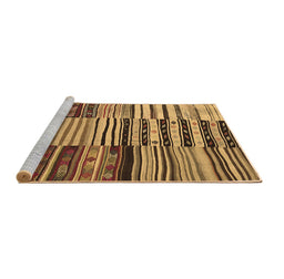 Sideview of Machine Washable Patchwork Brown Transitional Rug, wshcon2714brn