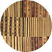 Round Patchwork Brown Transitional Rug, con2714brn