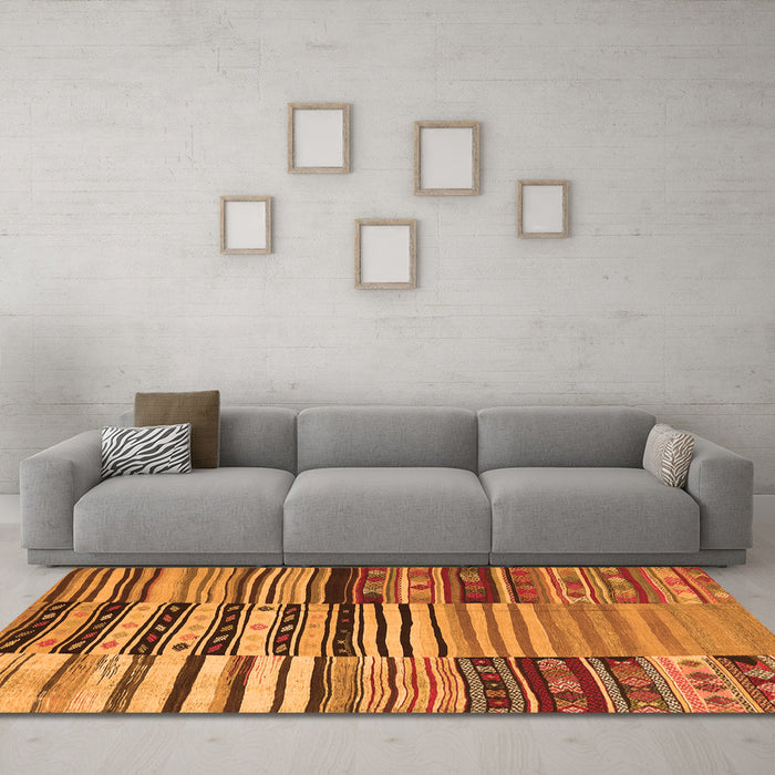 Machine Washable Patchwork Orange Transitional Area Rugs in a Living Room, wshcon2714org