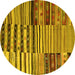 Round Patchwork Yellow Transitional Rug, con2714yw