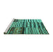 Sideview of Machine Washable Patchwork Turquoise Transitional Area Rugs, wshcon2714turq