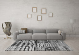 Machine Washable Patchwork Gray Transitional Rug in a Living Room,, wshcon2714gry