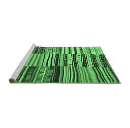 Sideview of Machine Washable Patchwork Emerald Green Transitional Area Rugs, wshcon2714emgrn