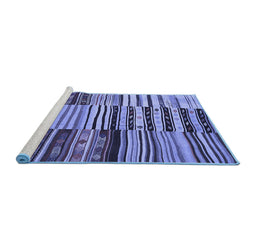 Sideview of Machine Washable Patchwork Blue Transitional Rug, wshcon2714blu