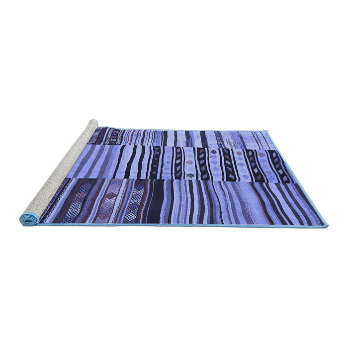 Sideview of Machine Washable Patchwork Blue Transitional Rug, wshcon2714blu