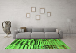 Machine Washable Patchwork Green Transitional Area Rugs in a Living Room,, wshcon2714grn