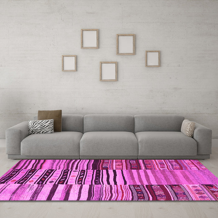 Machine Washable Patchwork Pink Transitional Rug in a Living Room, wshcon2714pnk