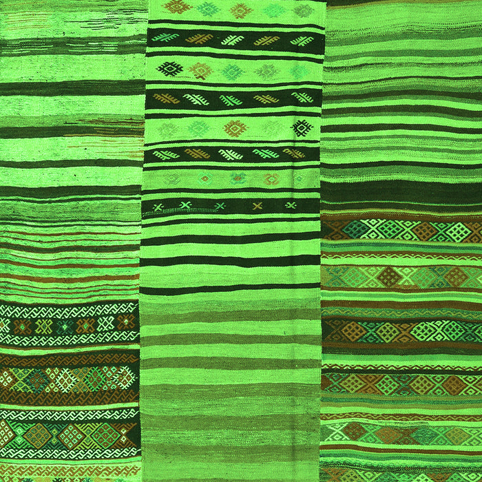 Serging Thickness of Machine Washable Patchwork Green Transitional Area Rugs, wshcon2714grn