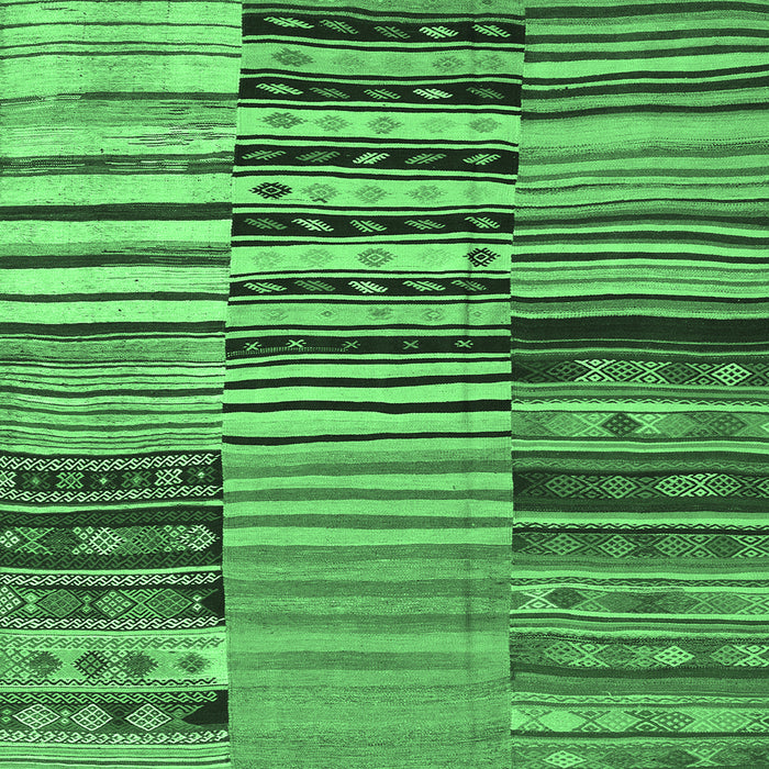 Square Patchwork Emerald Green Transitional Rug, con2714emgrn