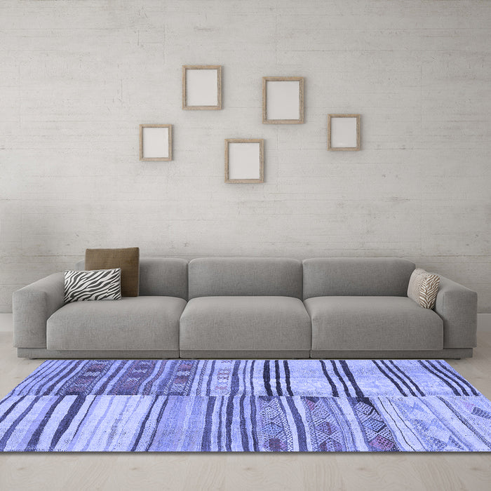 Machine Washable Patchwork Blue Transitional Rug in a Living Room, wshcon2715blu