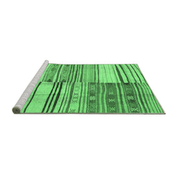 Sideview of Machine Washable Patchwork Emerald Green Transitional Area Rugs, wshcon2715emgrn