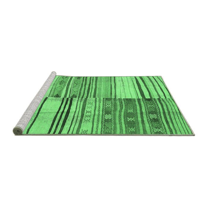 Sideview of Machine Washable Patchwork Emerald Green Transitional Area Rugs, wshcon2715emgrn