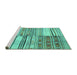 Sideview of Machine Washable Patchwork Turquoise Transitional Area Rugs, wshcon2715turq