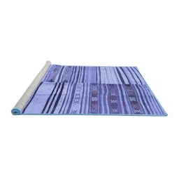 Sideview of Machine Washable Patchwork Blue Transitional Rug, wshcon2715blu