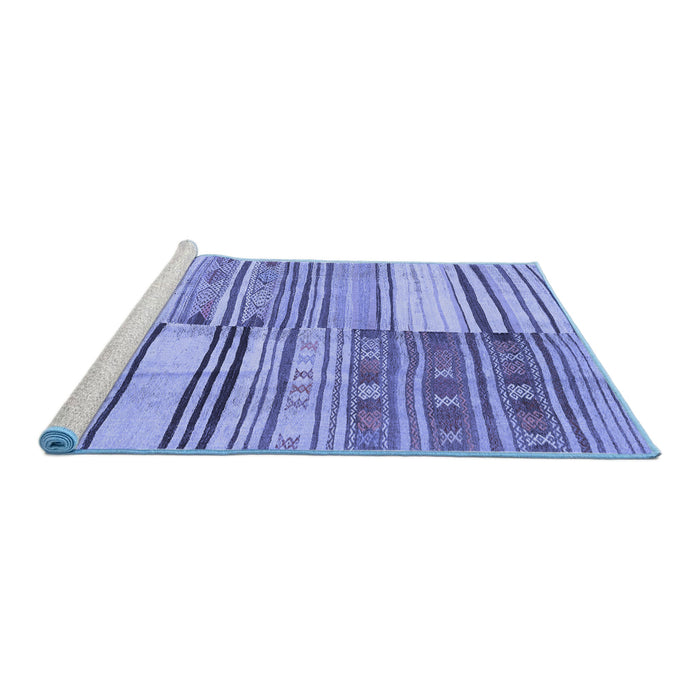 Sideview of Machine Washable Patchwork Blue Transitional Rug, wshcon2715blu