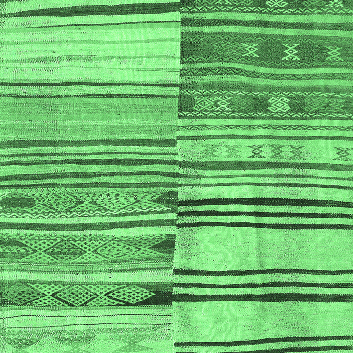 Machine Washable Patchwork Emerald Green Transitional Area Rugs, wshcon2715emgrn