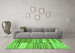 Machine Washable Patchwork Green Transitional Area Rugs in a Living Room,, wshcon2715grn