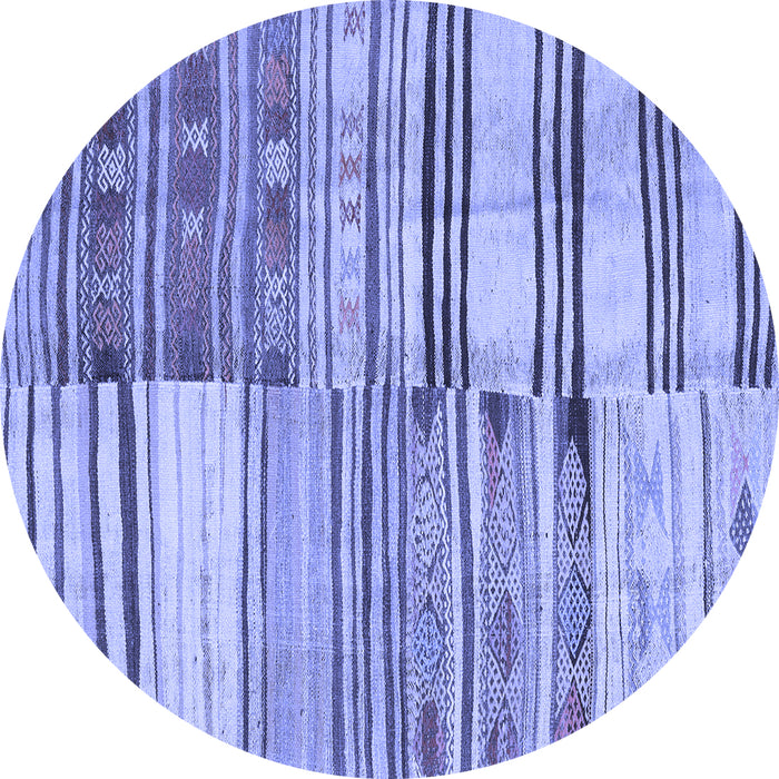Round Machine Washable Patchwork Blue Transitional Rug, wshcon2715blu