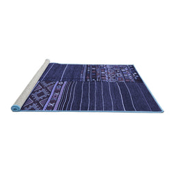Sideview of Machine Washable Patchwork Blue Transitional Rug, wshcon2716blu