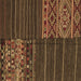 Square Machine Washable Patchwork Brown Transitional Rug, wshcon2716brn