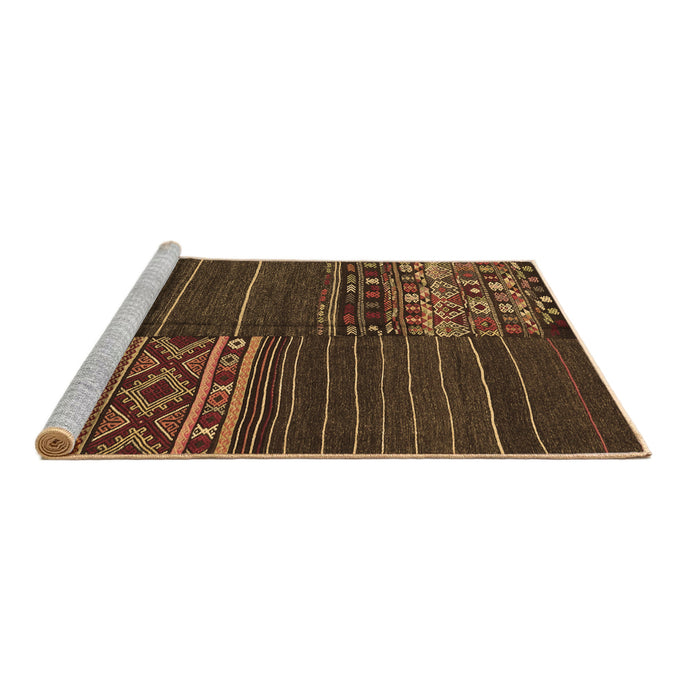 Sideview of Machine Washable Patchwork Brown Transitional Rug, wshcon2716brn