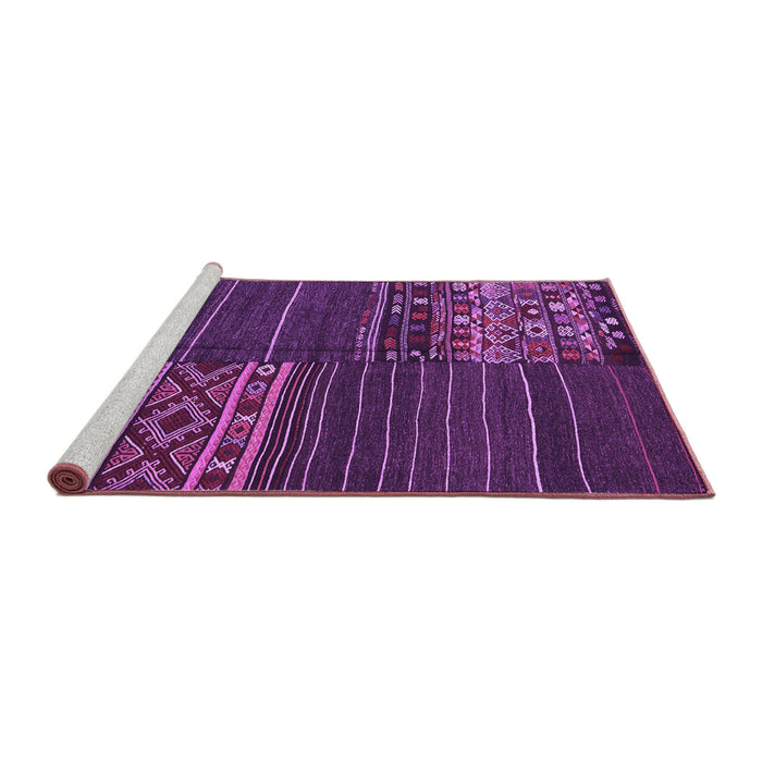 Sideview of Machine Washable Patchwork Purple Transitional Area Rugs, wshcon2716pur