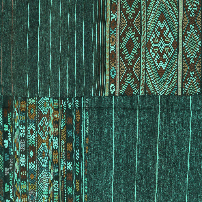 Square Patchwork Turquoise Transitional Rug, con2716turq