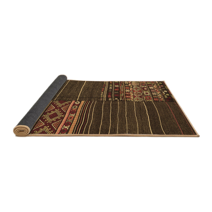 Sideview of Patchwork Brown Transitional Rug, con2716brn