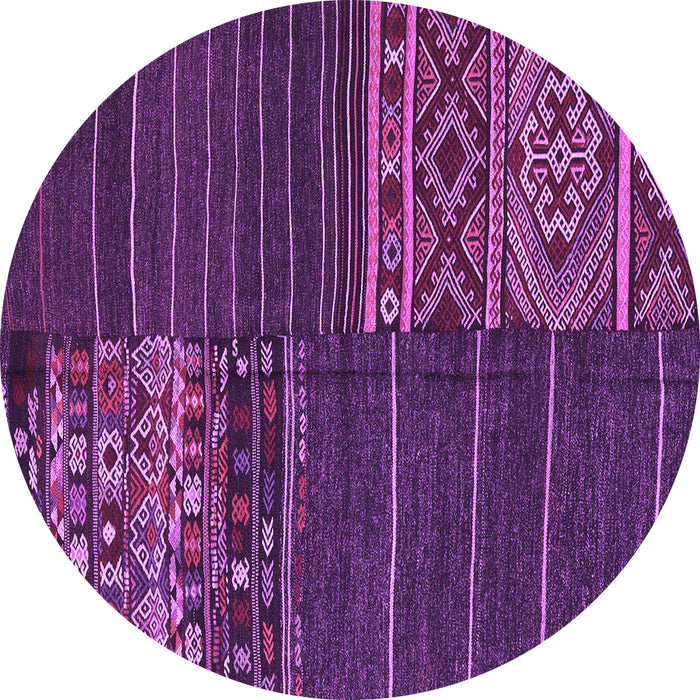 Round Patchwork Purple Transitional Rug, con2716pur
