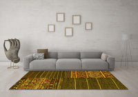 Machine Washable Patchwork Yellow Transitional Rug, wshcon2716yw